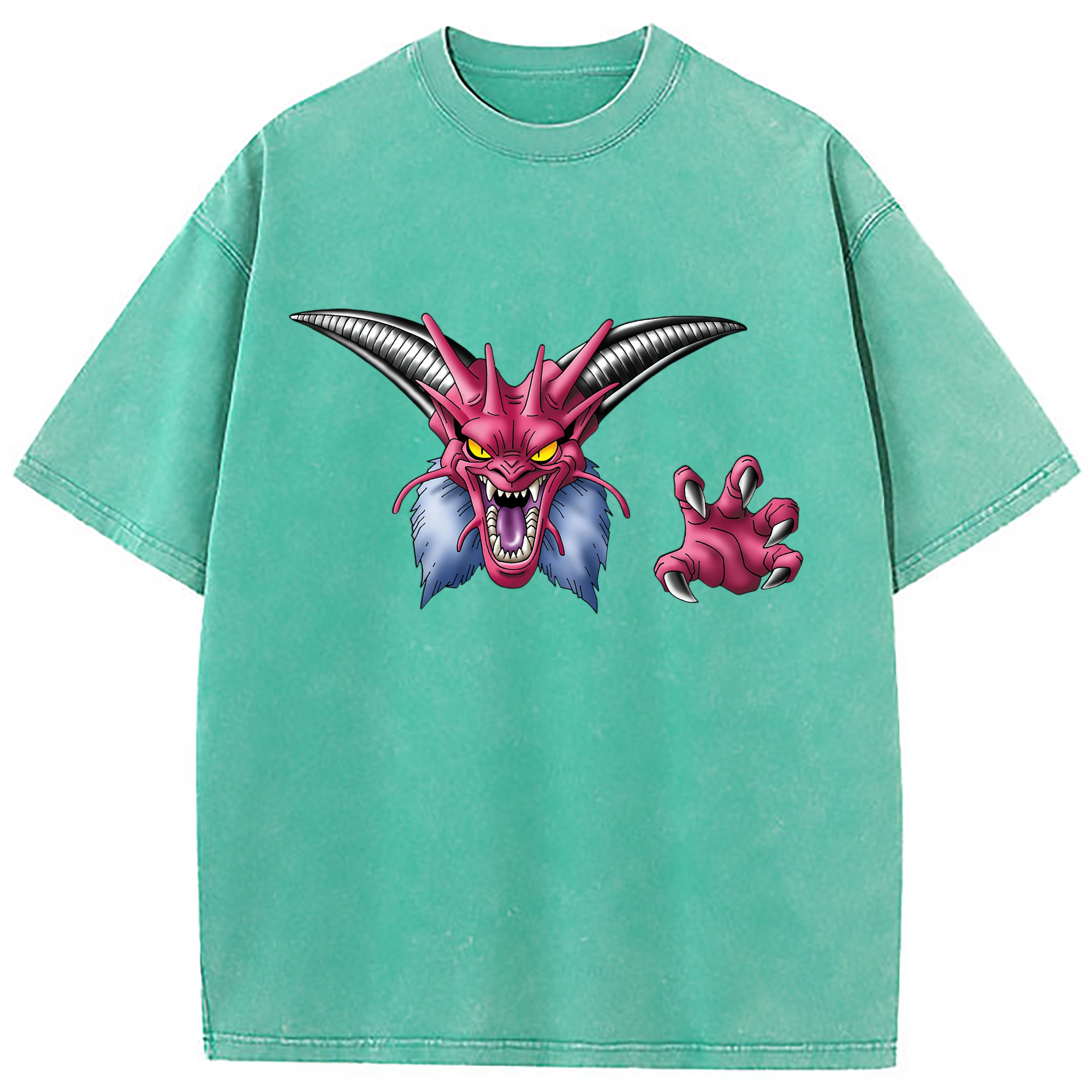 （画像用） ドラゴンクエスト Doragon Kuesuto Dragon Quest 綿100% ヴィンテージ風 半袖Tシャツ（フロントプリント）